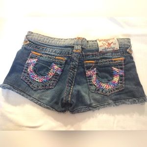 True Religion Low Rise Joey Super T Cut-Off Shorts Sz 10, 25" Waist, 30" Hip USA